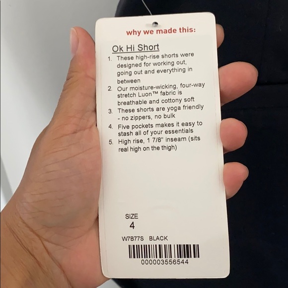 Lululemon ok hi short 4 brand new with tag - Picture 3 of 3